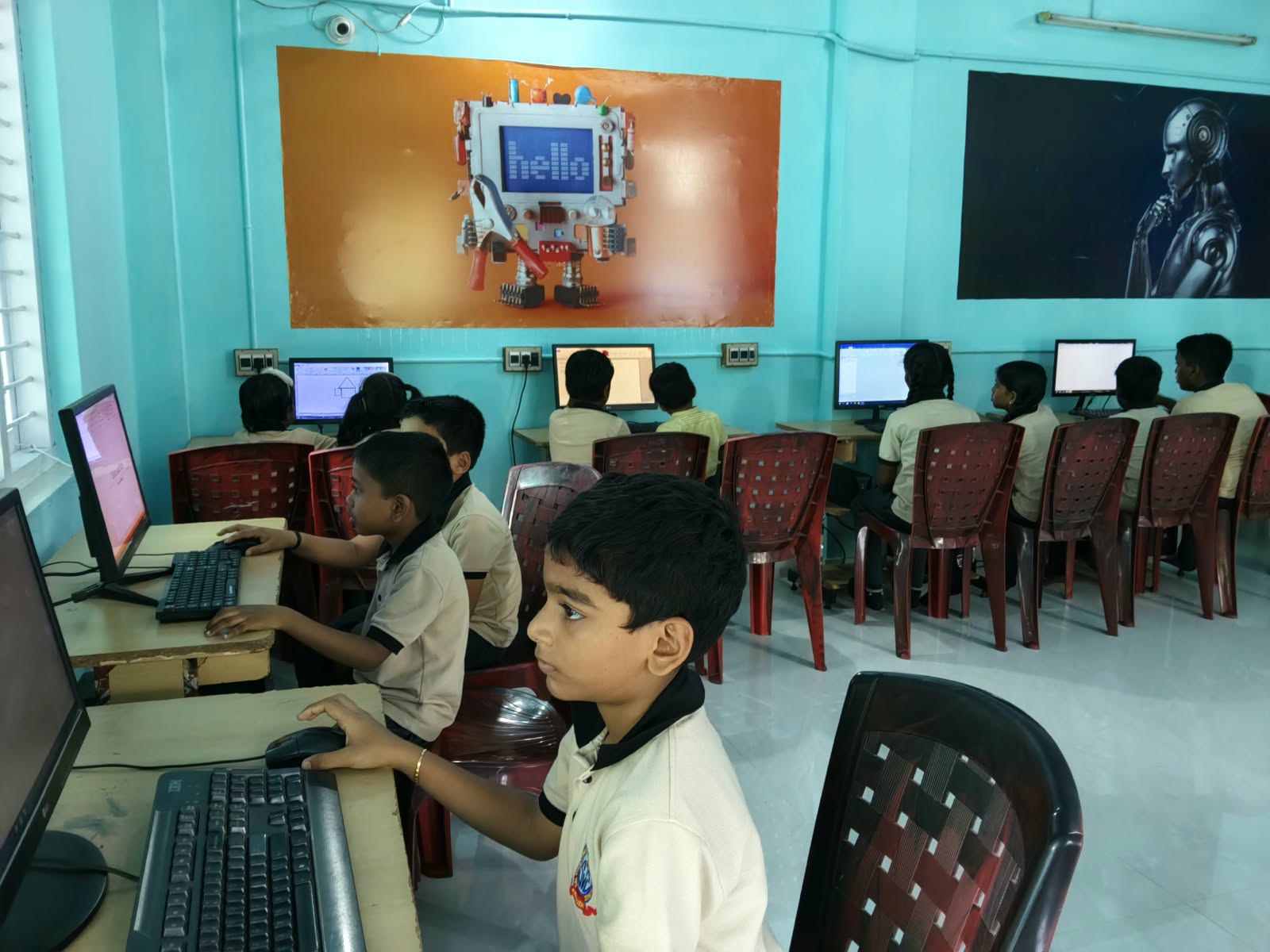 Students learning with computers