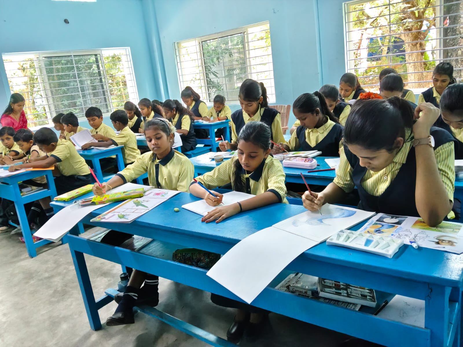 Students learning in a classroom