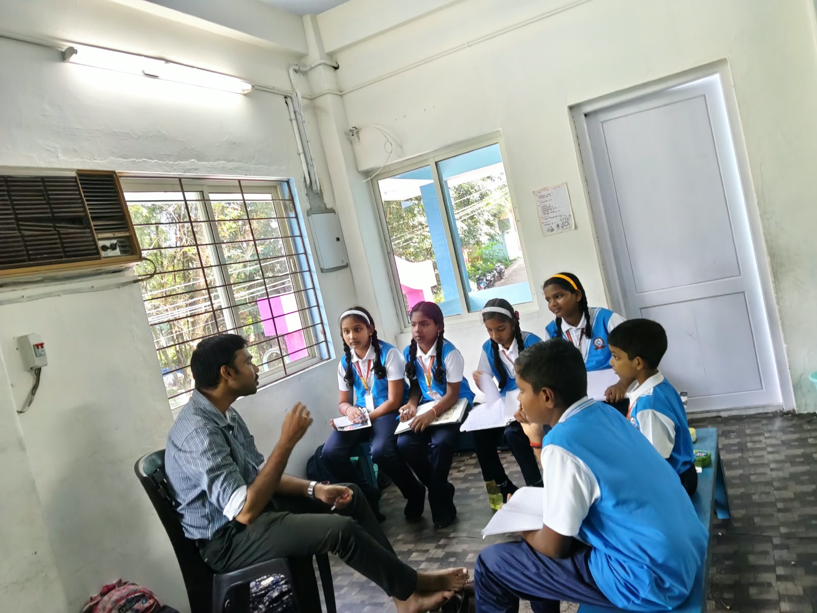 Students practising communicative English