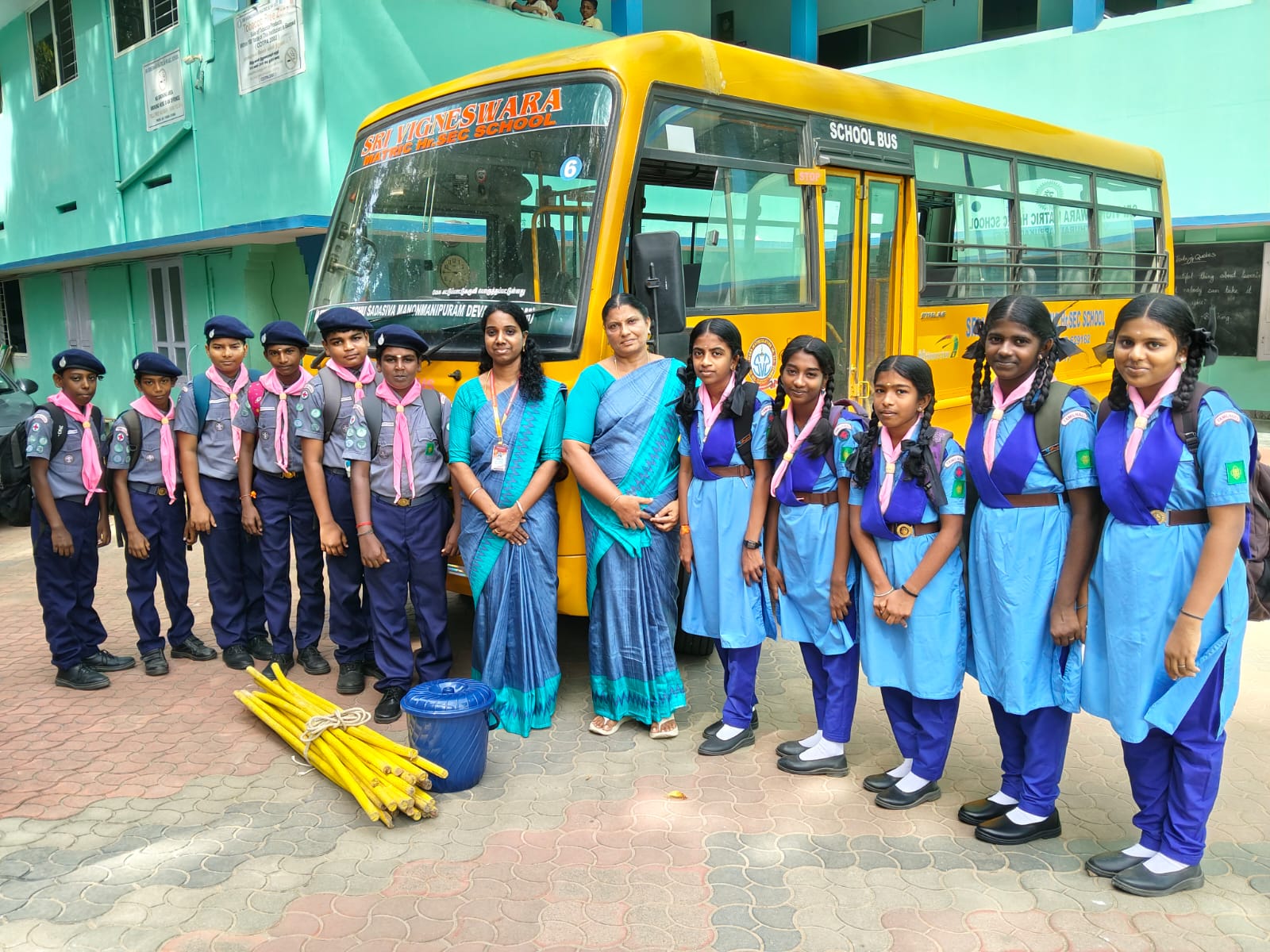 Scouts and teachers taking part in an outdoor activity