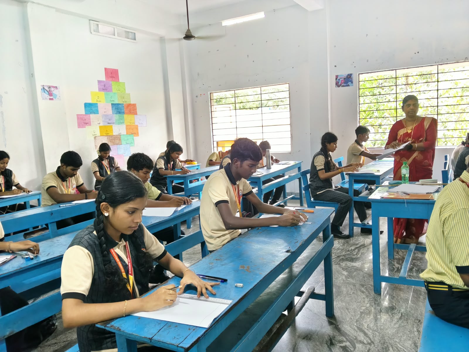 Students in a secondary and higher secondary classroom
