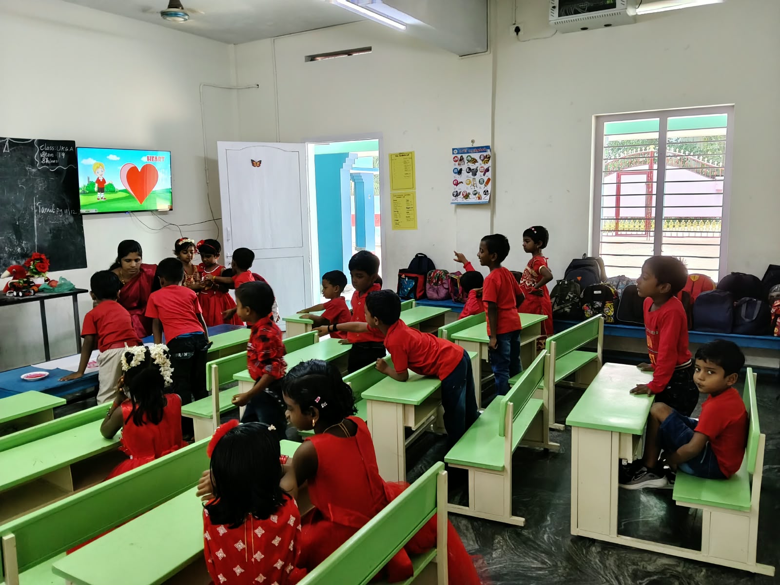 Students learning in a smart classroom