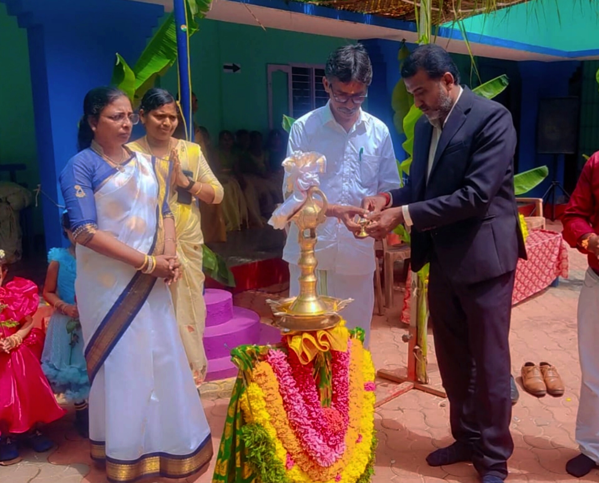 Traditional lamp-lighting ceremony at the school